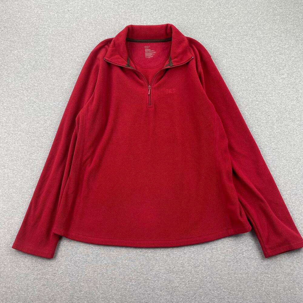 Gap Sweater Womens L Red Fleece Pullover 1/4 Zip Casual Preppy Athleisure Gym